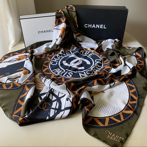 CHANEL Accessories - Chanel - Authentic Novelty Country Club Silk Scarf